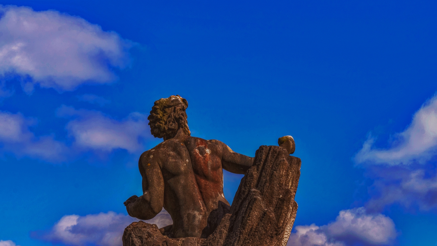 Schloss Dhaun castle Germany. Statue Prometheus of 1888 by Prof. Robert Cauer the Younger. Robert Cauer the Younger was son and pupil of Karl Cauer. In 1889 he was a portraitist in St. Louis.